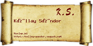 Kállay Sándor névjegykártya